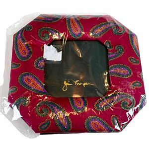 Jim Thompson Thai Silk Padded Octagon Picture Frame Burgundy w Teal Paisley 7x7